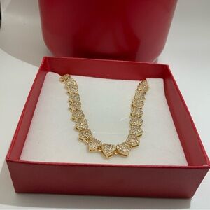 Elegant Gold diamond Tennis Bracelet with Heart Accents